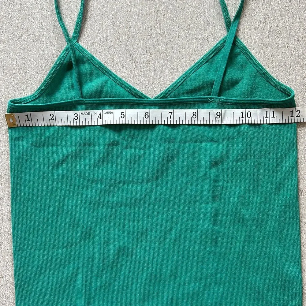 NWOT Free People V-neck Soft Stretchy Fitted Cami Tank Top Bra in Green XS/S